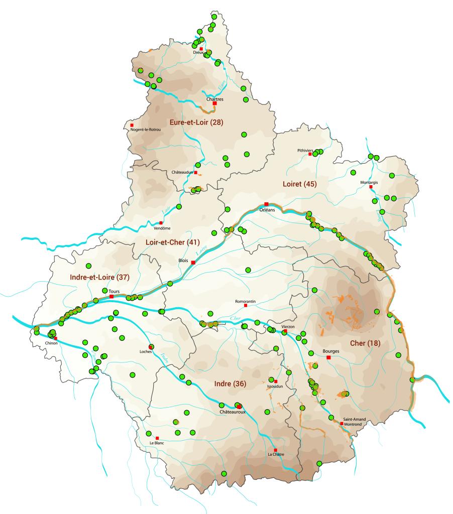 carte du réseau des Cen