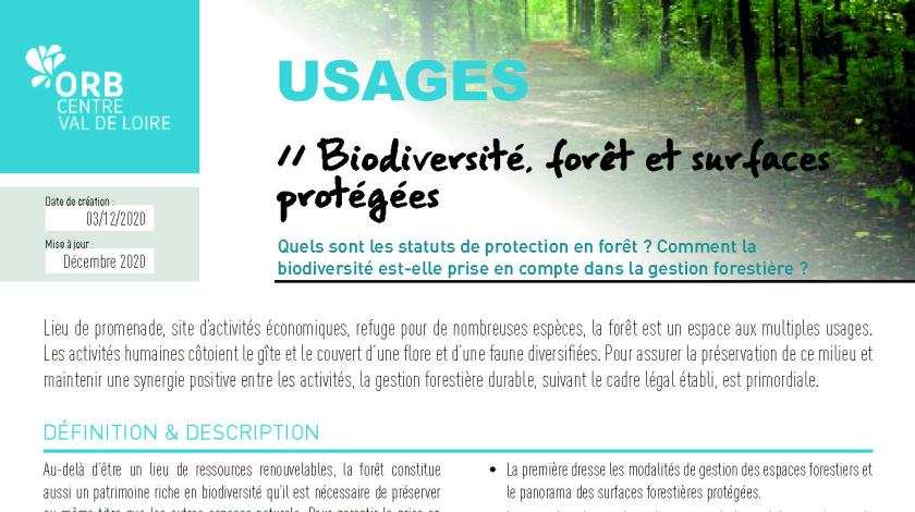 Biodiversité, forêt et surfaces protégées, chiffres 2020