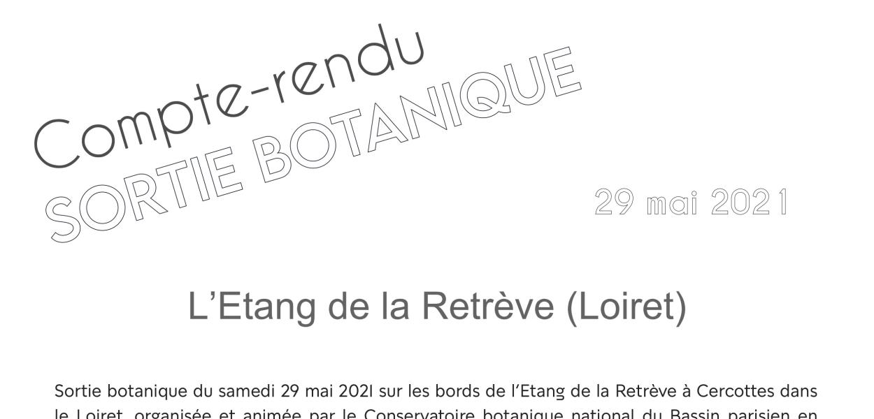 Compte-rendu de sortie botanique à l'Etang de la Retrève