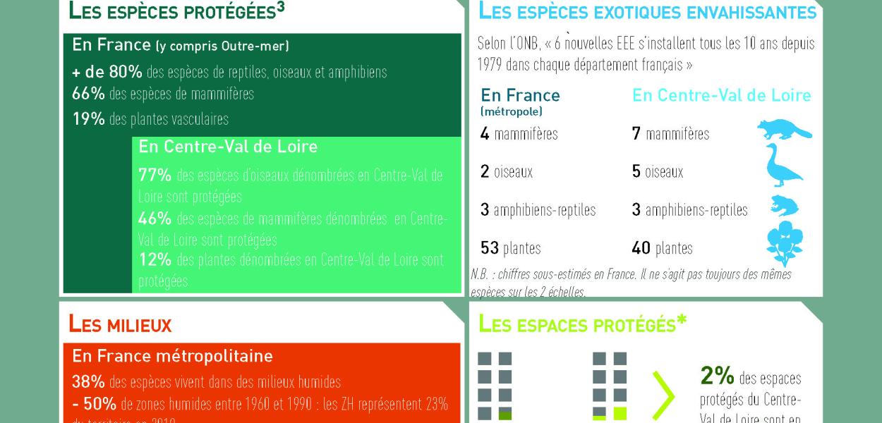 Chiffres-clefs de la biodiversité en France et en Centre-Val de Loire