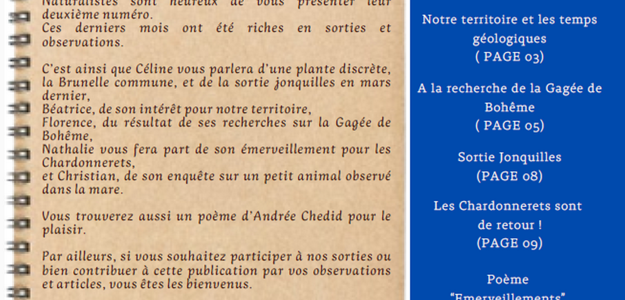 Un carnet écrit par les bénévoles