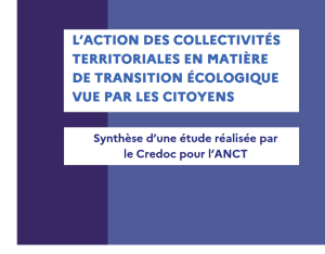 Perception des Français·es sur les mesures de Transition écologique dans leurs territoires | CREDOC pour l'Agence nationale de la cohésion des territoires
