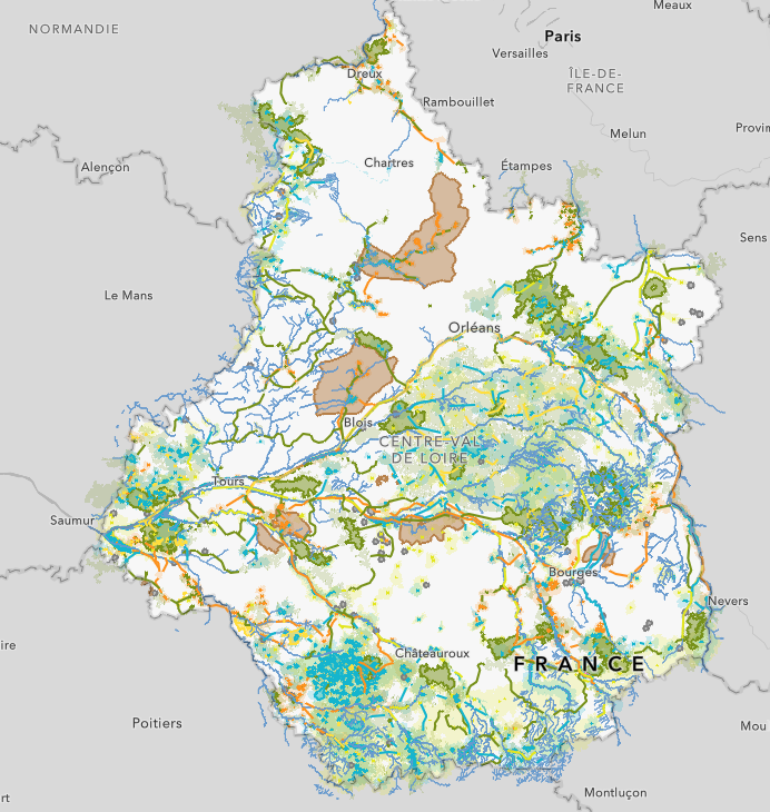 Réseau écologique régional et obstacles consultables sur le site de la Région Centre-Val de Loire en cliquant sur la carte