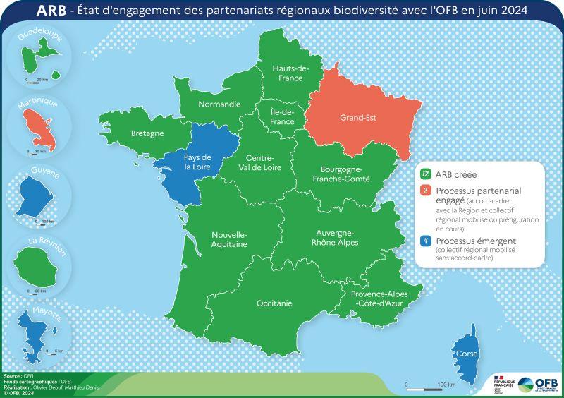 Carte des ARB | Office français de la biodiversité - juin 2024