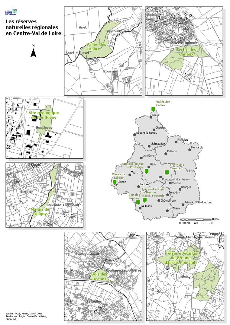 Carte des réserves naturelles régionales © Région Centre-Val de Loire