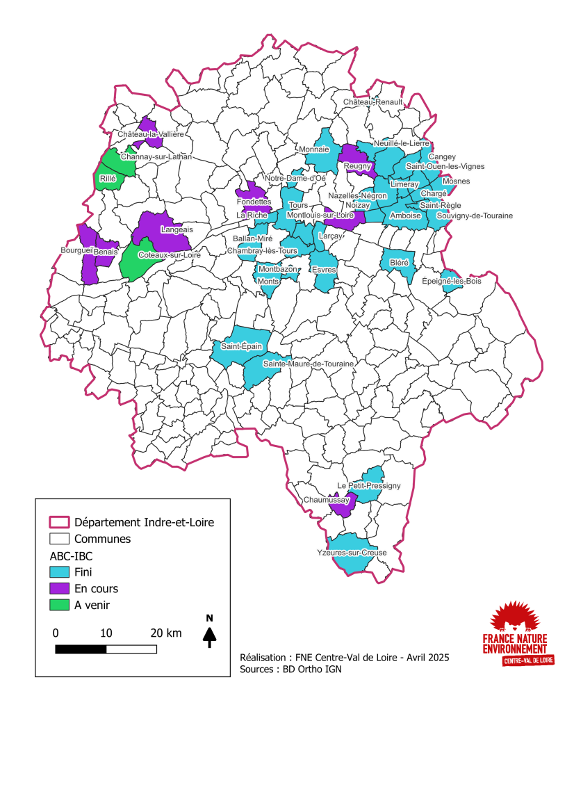 Collectivités accompagnées par le réseau FNE (hors CPIE) pour un inventaire ou atlas de la biodiversité © SEPANT