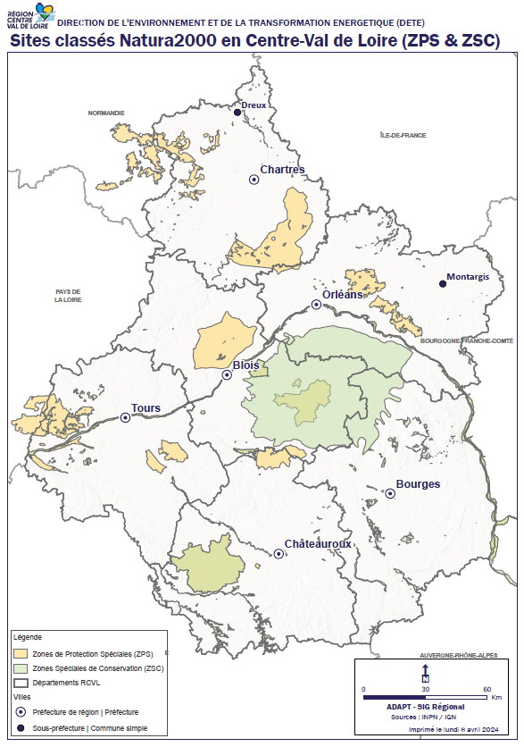 Cartographie des zones Natura 2000 © Conseil régional Centre-Val de Loire