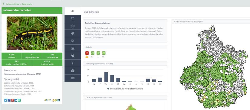 Exemple de fiche espèce disponible sur Nature'O'centre