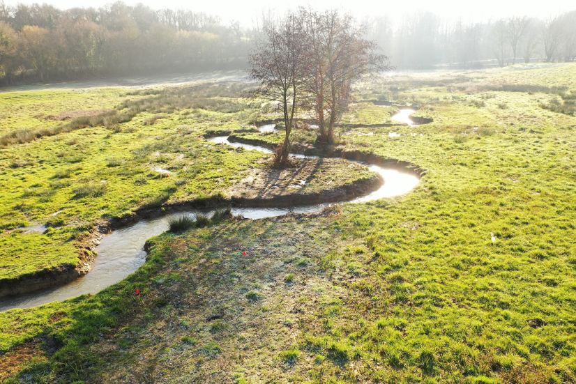 Cours d'eau reméandré, à Saint Martin d'Auxigny ©SIVY